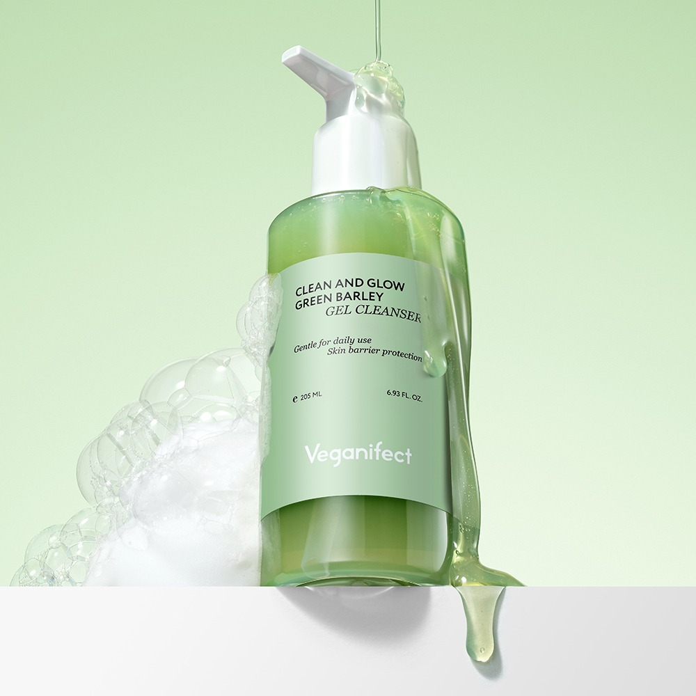 Veganifect Green Barley LHA Gel Cleanser 205ml + 4 Toner Pad